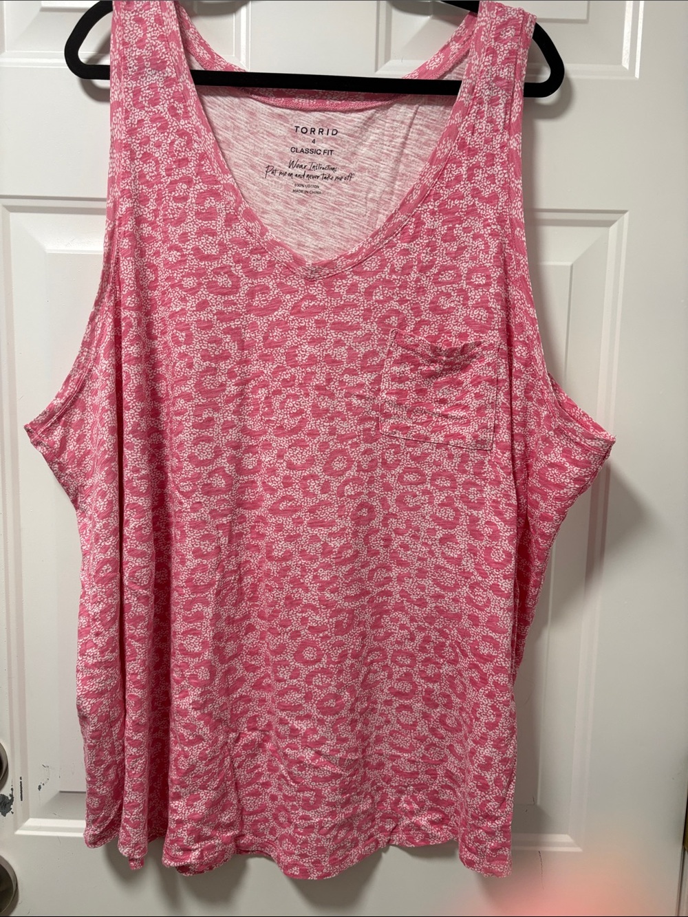 torrid Pink Scoop Neck Tank with Subtle Leopard Print